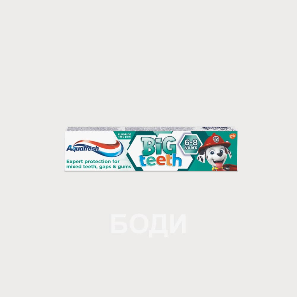АКВАФРЕШ ДЕТСКА ПАСТА ЗА ЗЪБИ 6-8 ПЕС ПАТРУЛ