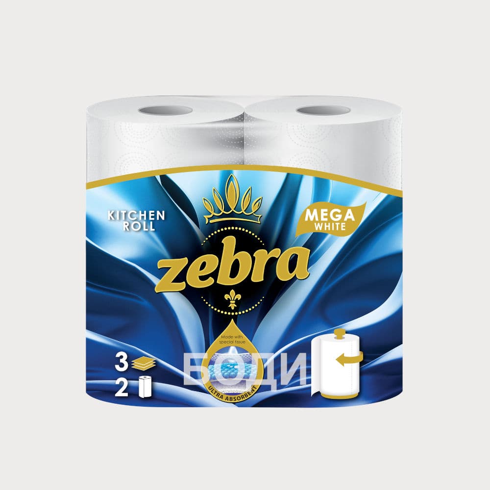 КУХНЕНСКА РОЛКА ЗЕБРА 2КА MEGA WHITE