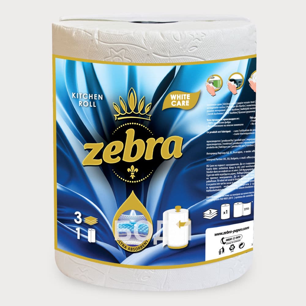 КУХНЕНСКА РОЛКА ЗЕБРА WHITE CARE 1