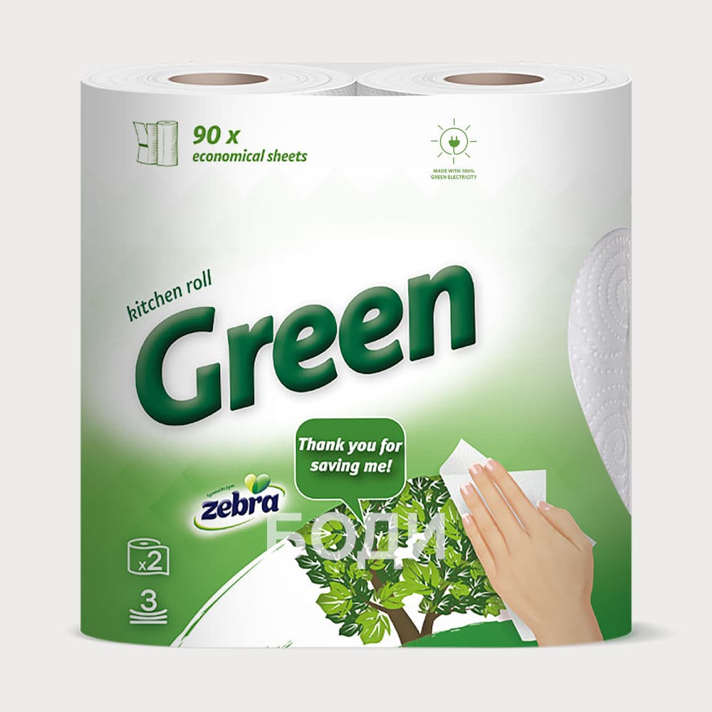 КУХНЕНСКА РОЛКА ЗЕБРА Х2БР.ЕКО/ GREEN зелена