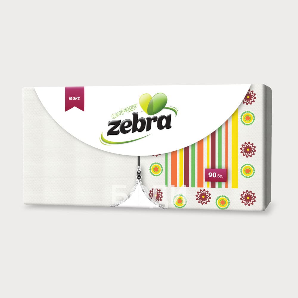 САЛФЕТКИ ЗЕБРА 33х33 90БР.МИКС