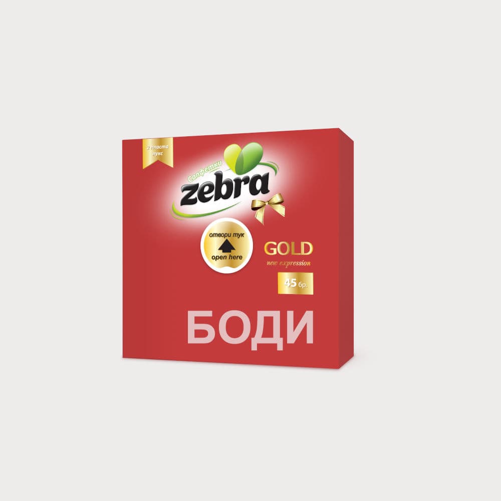 САЛФЕТКИ ЗЕБРА 33х33 ЧЕРВЕНИ ЛУКС ГОЛД х45бр.