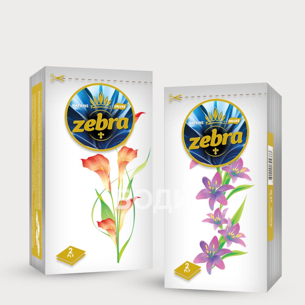 САЛФЕТКИ ЗЕБРА 38х38 ДЕЛУКС 40бр. 1/8сгъвка