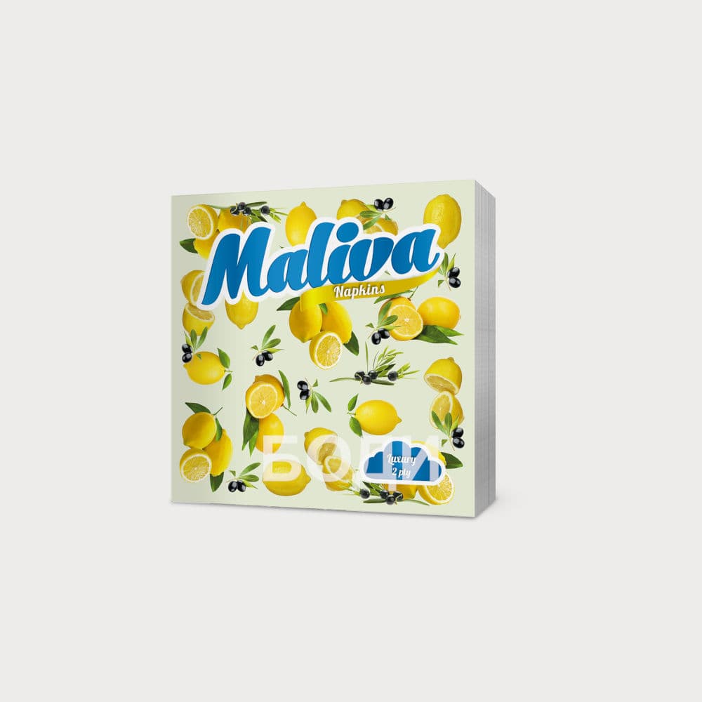 САЛФЕТКИ МАЛИВА 25БР.33/33 Цитрус ДВУПЛАСТОВИ- ЛИМОН