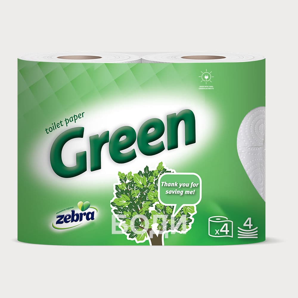 ТОАЛЕТНА ХАРТИЯ  ЗЕБРА 4КА ЕКО/ GREEN зелена