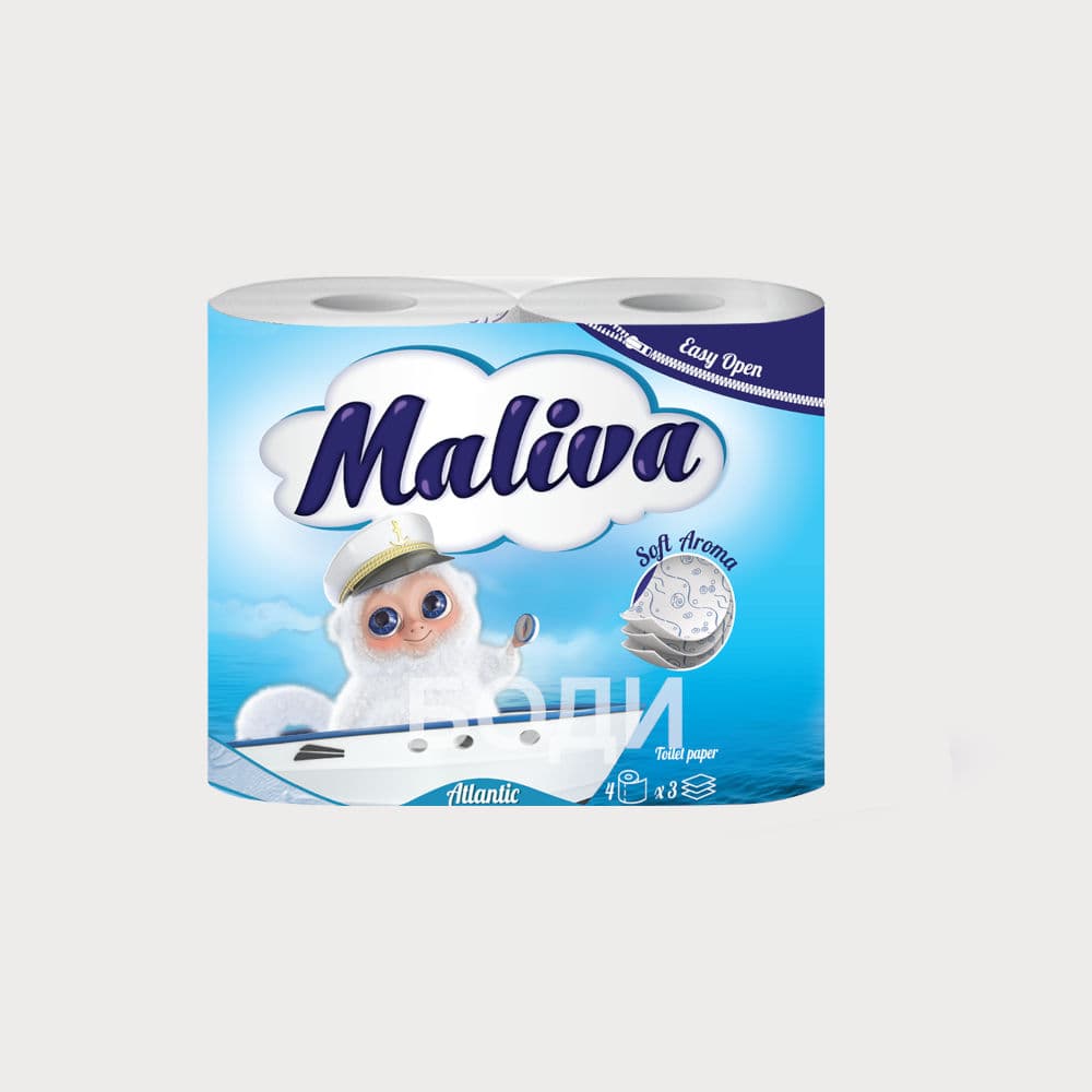 ТОАЛЕТНА ХАРТИЯ  МАЛИВА 4-КА ATLANTIC СИНЯ