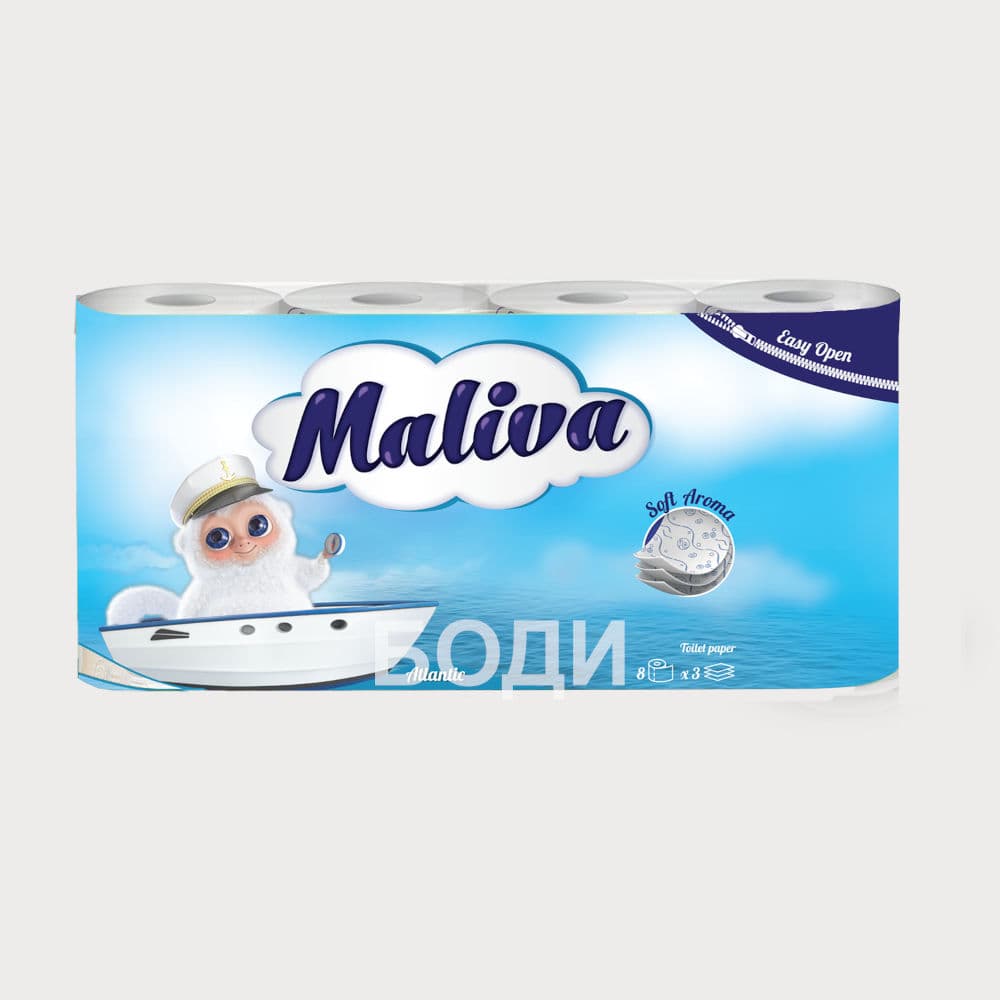 ТОАЛЕТНА ХАРТИЯ  МАЛИВА 8-ЦА ATLANTIK