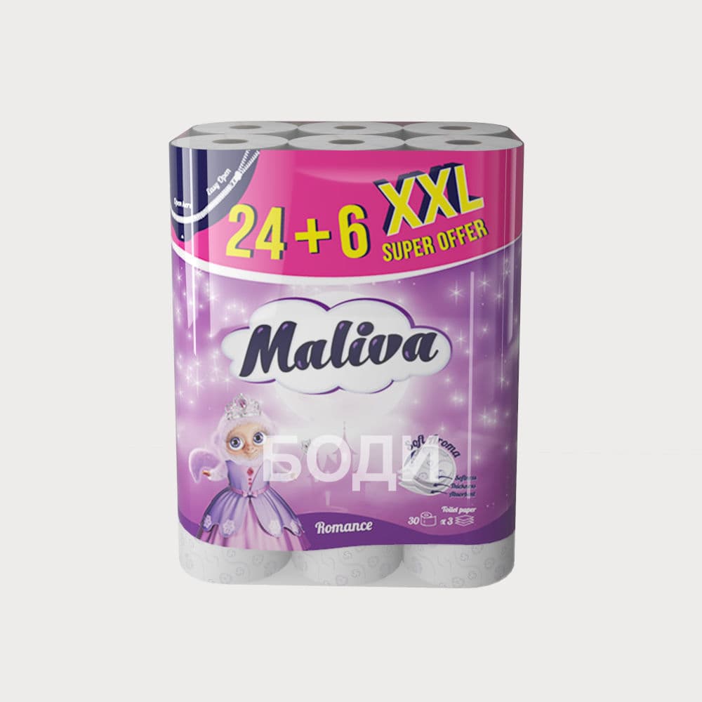 ТОАЛЕТНА ХАРТИЯ  МАЛИВА Х24+6 РОМАНС