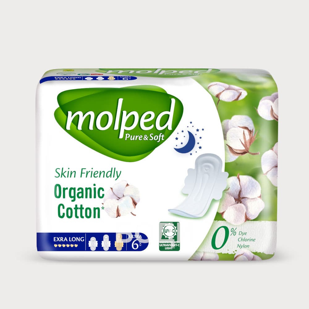 ДАМСКИ ПРЕВРЪЗКИ MOLPED PURE&SOFT NIGHT x6бр.ORGANIC COTTON