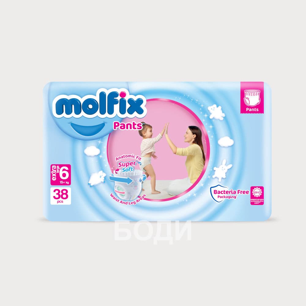 ПАМПЕРС МОЛФИКС джъмбо №6 15+КГ 38бр.НОВА ВИЗИЯ