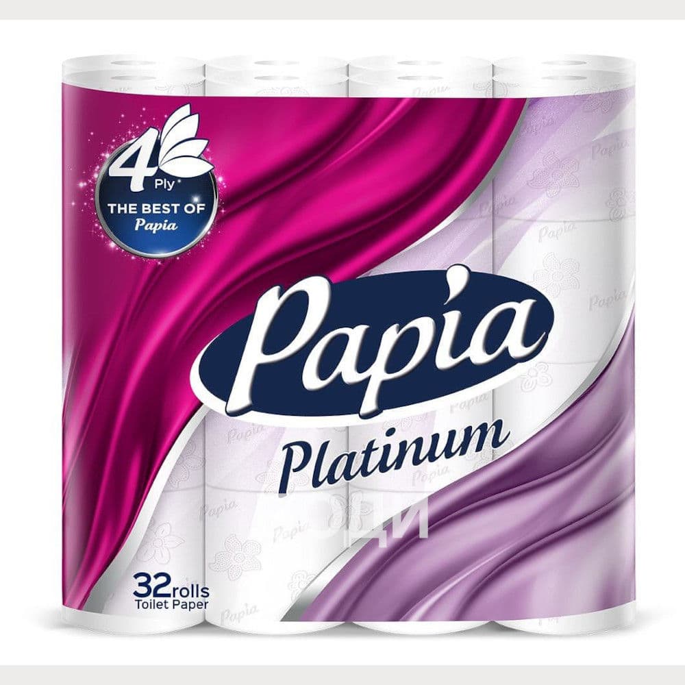 ТОАЛЕТНА ХАРТИЯ ПАПИЯ Х 32 Platinum бяла 4 пл.