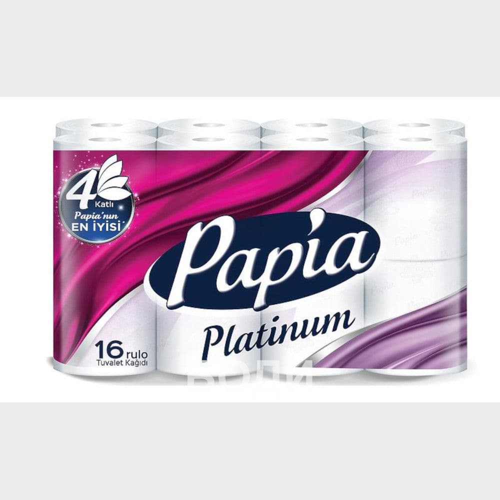 ТОАЛЕТНА ХАРТИЯ ПАПИЯ Х 16 Platinum бяла 4 пл.