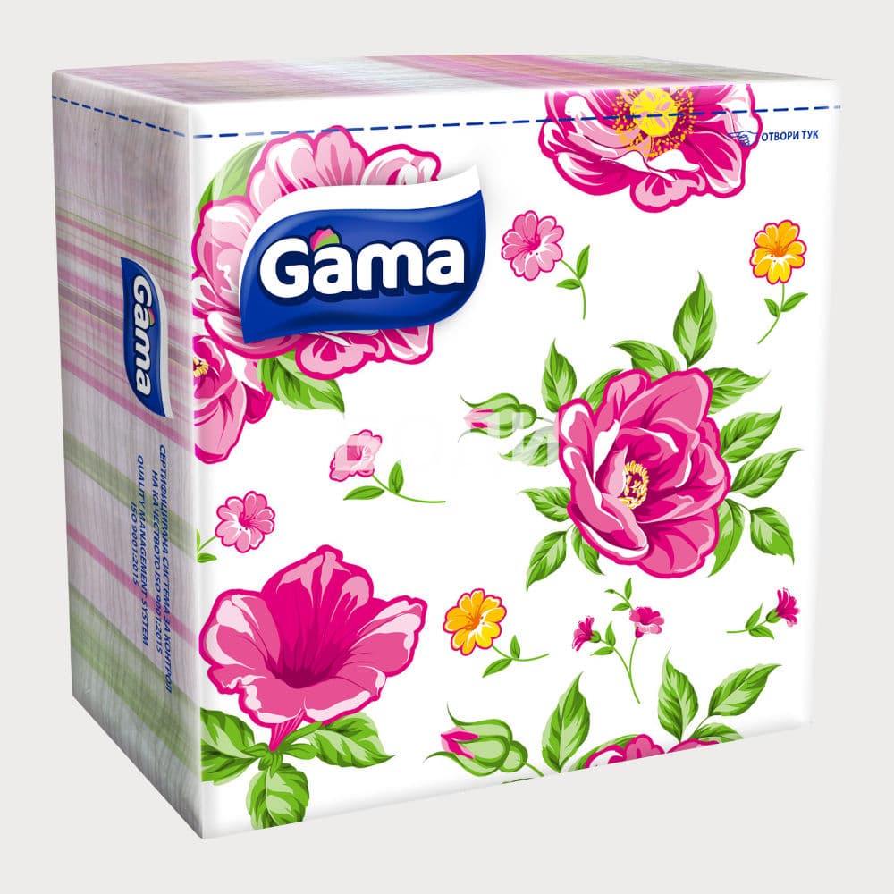 САЛФЕТКИ ГАМА 33х33 60БР ЦВЕТНИ