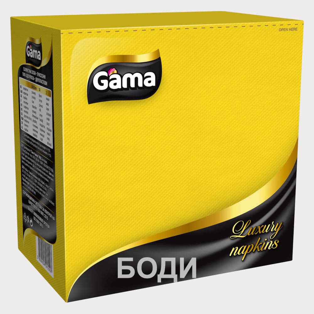 САЛФЕТКИ ГАМА ЛУКС 33х33 30бр.ЖЪЛТИ