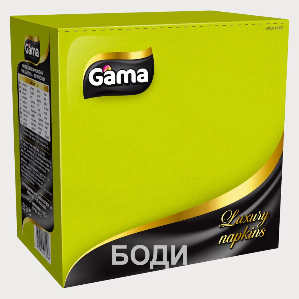 САЛФЕТКИ ГАМА ЛУКС 33х33 30бр.ЗЕЛЕНИ