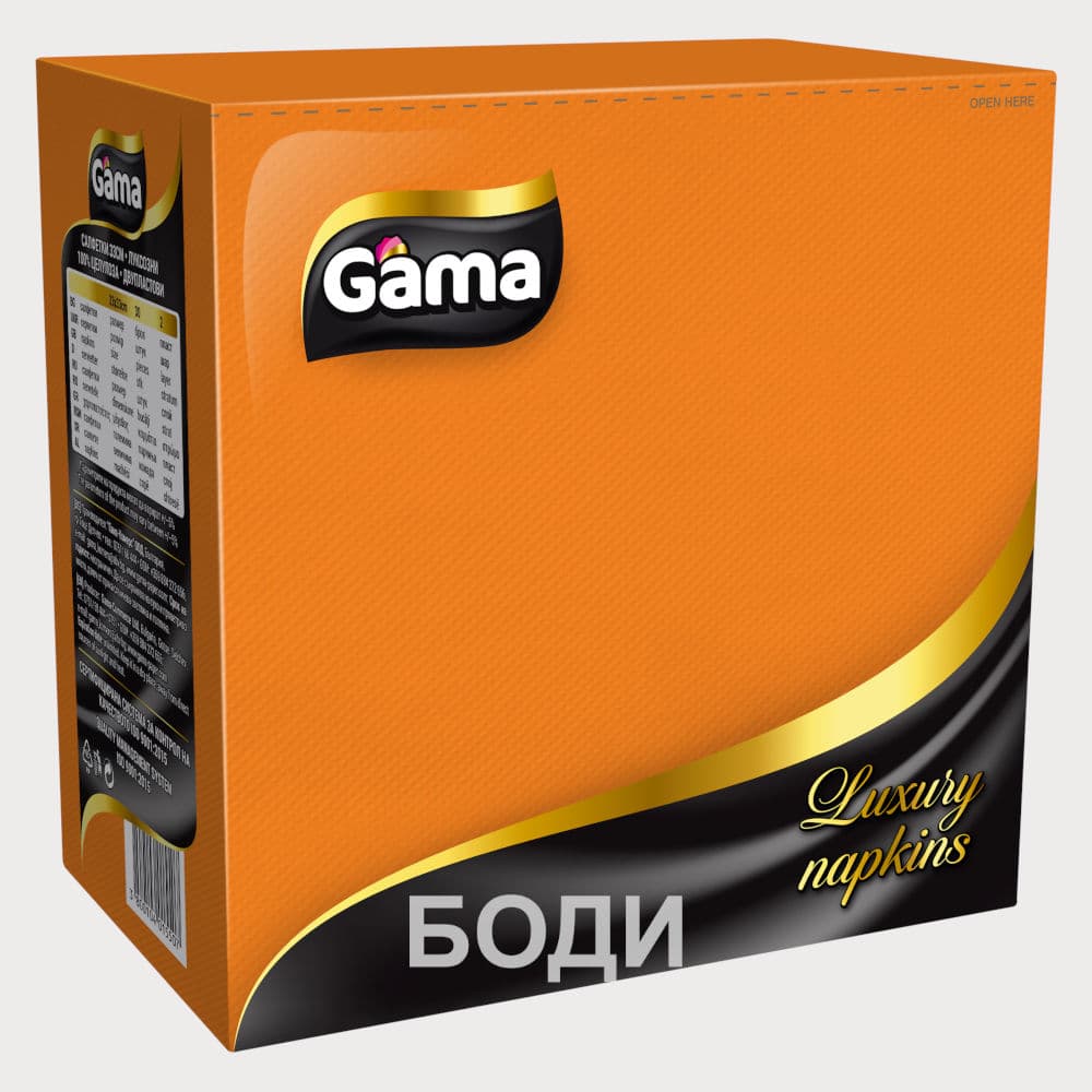 САЛФЕТКИ ГАМА ЛУКС 33х33 30бр.ОРАНЖЕВИ
