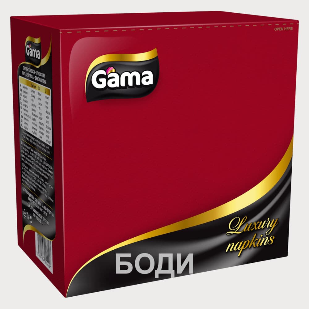 САЛФЕТКИ ГАМА ЛУКС 33х33 30бр.ЧЕРВЕНИ