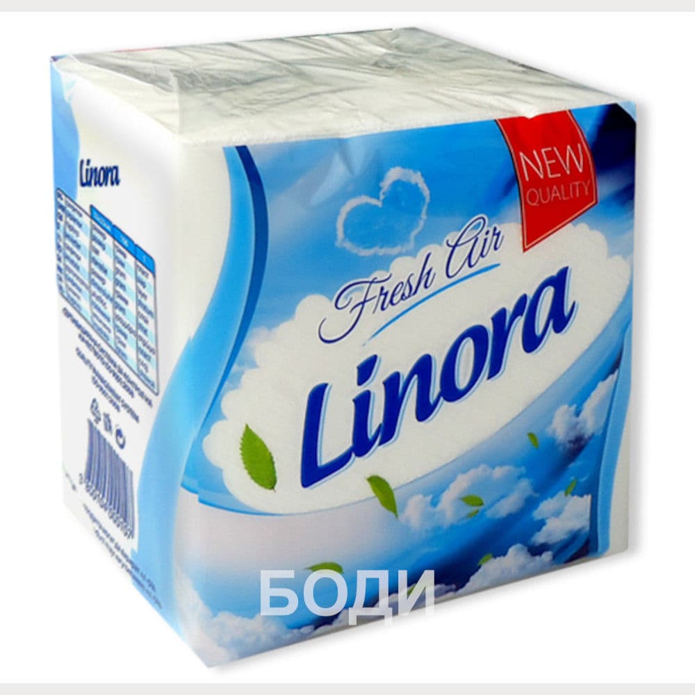 САЛФЕТКИ ЛИНОРА 33х33 100ГР БЕЛИ