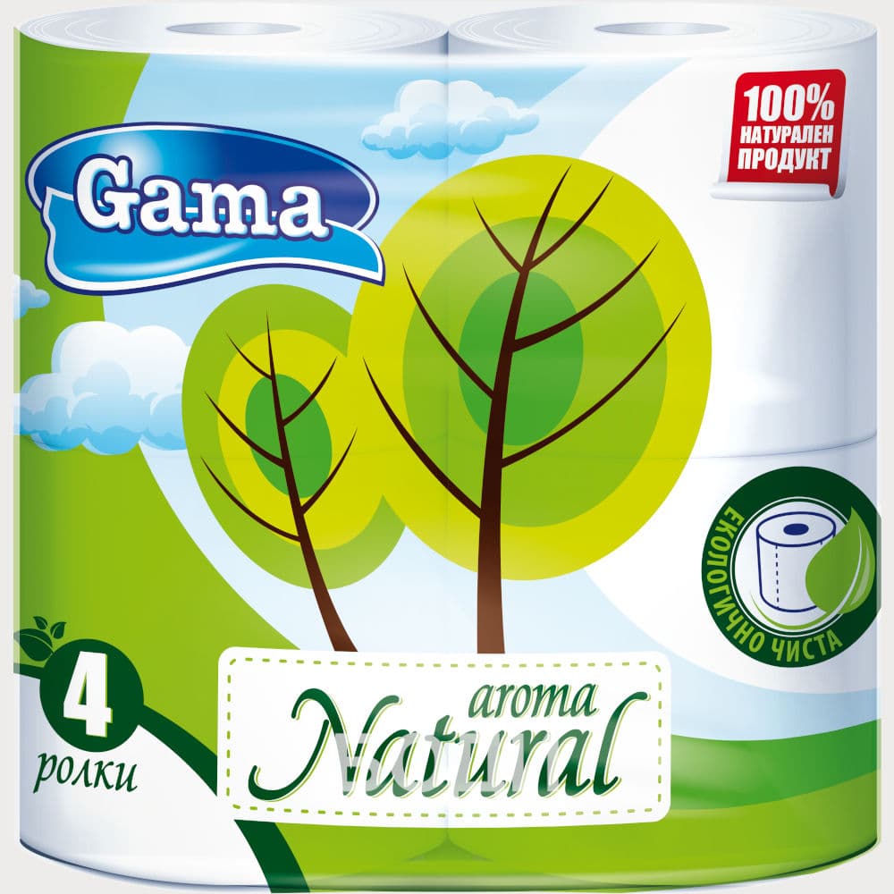 ТОАЛЕТНА ХАРТИЯ ГАМА AROMA NATURAL Х 4БР. 3пласта/избелена